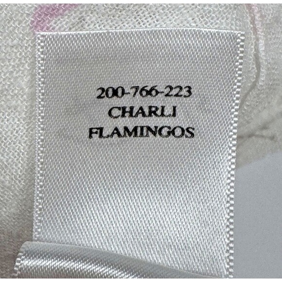 Rails Charli Womens Small Flamingos Print Linen Blend Button Up Shirt White Pink - Picture 12 of 15